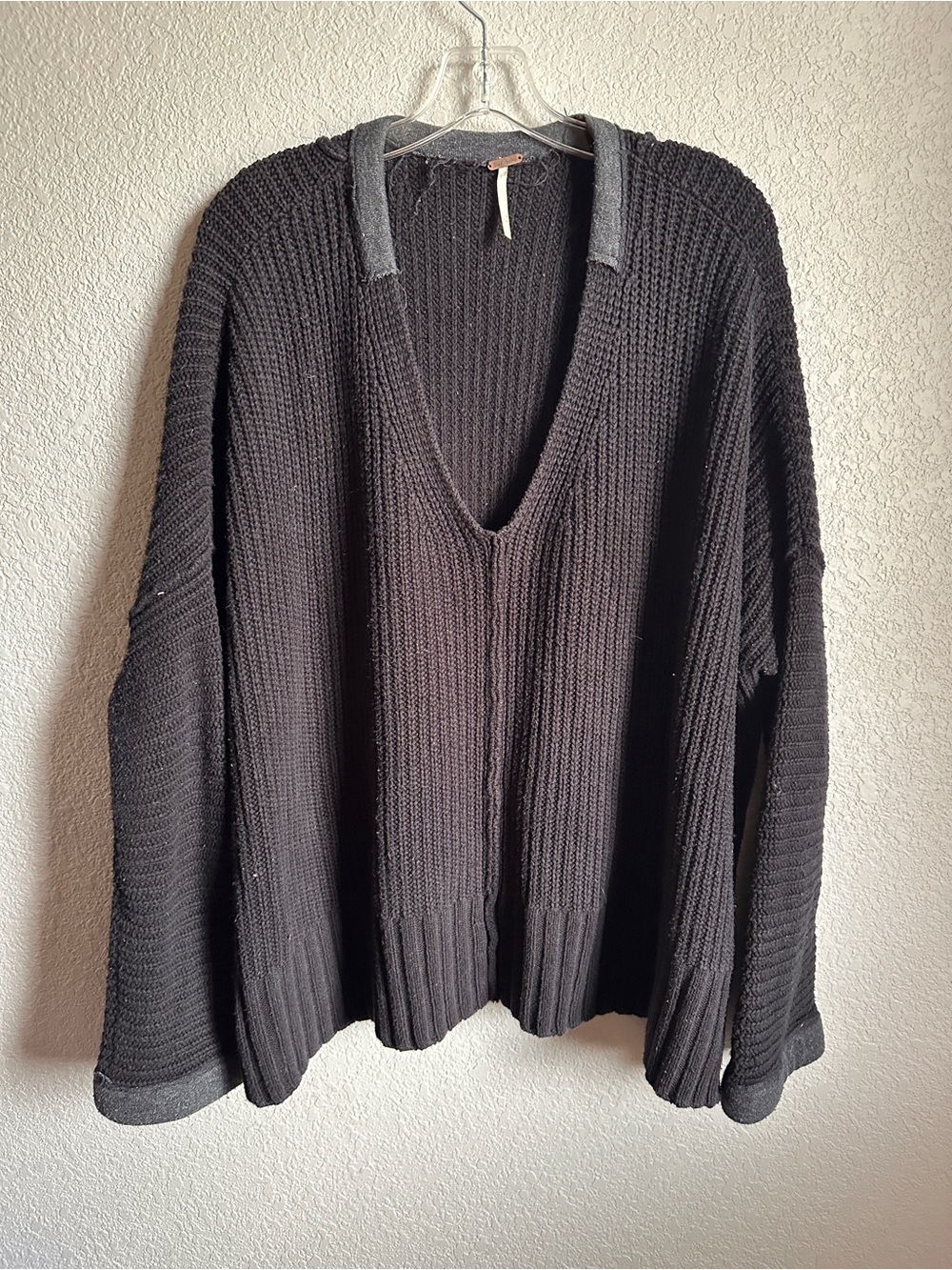 Free People Deep V Rib Knit Sweater